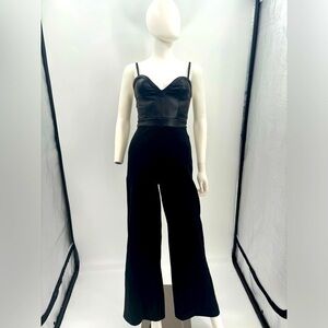 UEC BeBe black faux leather wide leg jumpsuit size 0